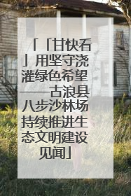 「甘快看」用坚守浇灌绿色希望——古浪县八步沙林场持续推进生态文明建设见闻