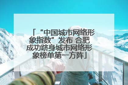 “中国城市网络形象指数”发布 合肥成功跻身城市网络形象榜单第一方阵