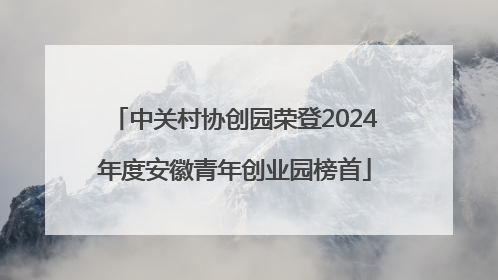中关村协创园荣登2024年度安徽青年创业园榜首