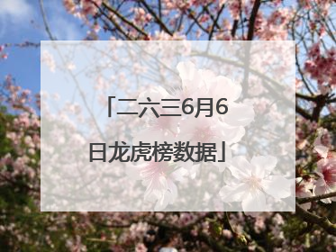 二六三6月6日龙虎榜数据