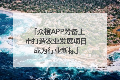 众橙APP筹备上市打造农业发展项目成为行业新标