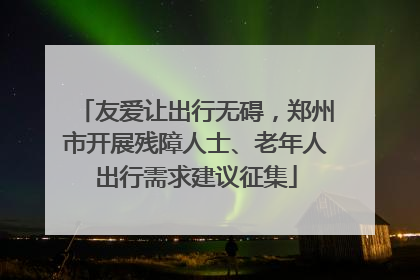 友爱让出行无碍，郑州市开展残障人士、老年人出行需求建议征集