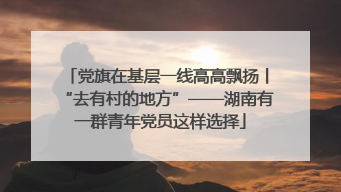 党旗在基层一线高高飘扬丨“去有村的地方”——湖南有一群青年党员这样选择