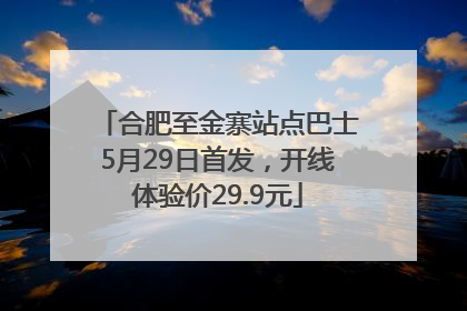 合肥至金寨站点巴士5月29日首发，开线体验价29.9元