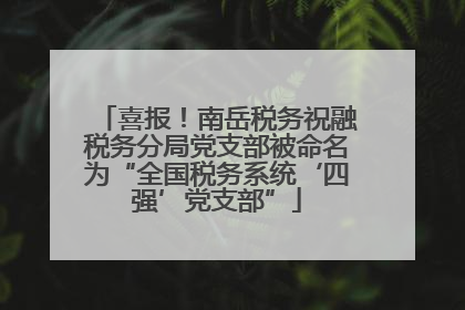喜报！南岳税务祝融税务分局党支部被命名为“全国税务系统‘四强’党支部”