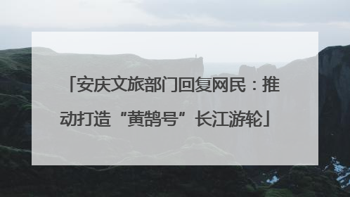 安庆文旅部门回复网民：推动打造“黄鹄号”长江游轮