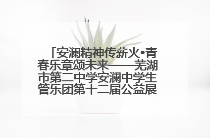 安澜精神传薪火•青春乐章颂未来——芜湖市第二中学安澜中学生管乐团第十二届公益展演圆满举行