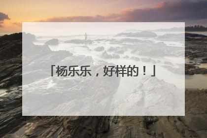 杨乐乐，好样的！