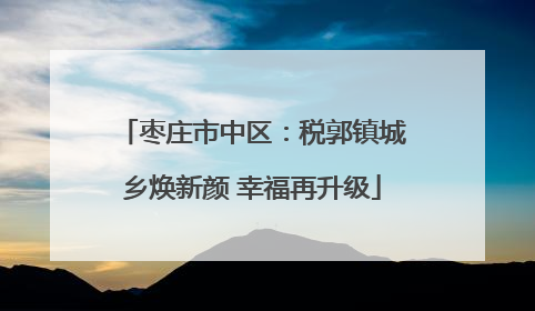 枣庄市中区：税郭镇城乡焕新颜 幸福再升级