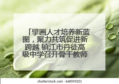 擘画人才培养新蓝图，聚力共筑促进新跨越 镇江市丹徒高级中学召开骨干教师培养大会