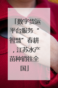 数字货运平台服务“智慧”春耕，江苏水产苗种销往全国