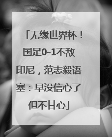 无缘世界杯！国足0-1不敌印尼，范志毅语塞：早没信心了但不甘心