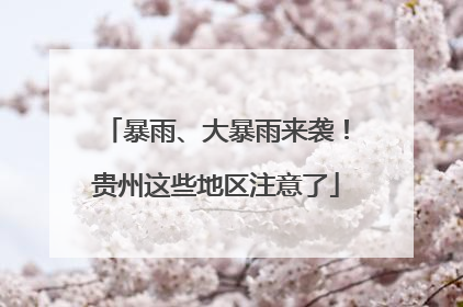 暴雨、大暴雨来袭！贵州这些地区注意了