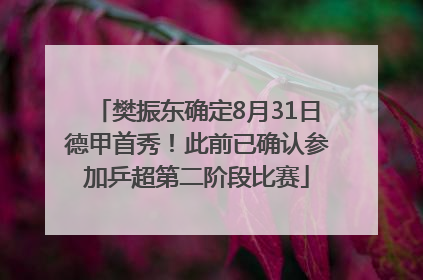 樊振东确定8月31日德甲首秀！此前已确认参加乒超第二阶段比赛