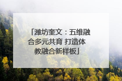潍坊奎文：五维融合多元共育 打造体教融合新样板