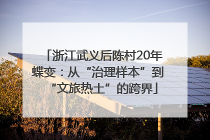 浙江武义后陈村20年蝶变：从“治理样本”到“文旅热土”的跨界