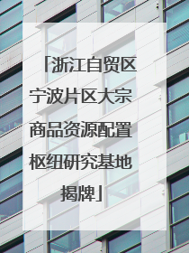 浙江自贸区宁波片区大宗商品资源配置枢纽研究基地揭牌