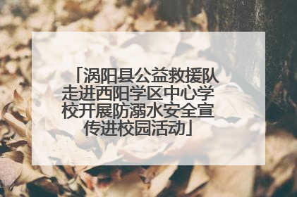 涡阳县公益救援队走进西阳学区中心学校开展防溺水安全宣传进校园活动