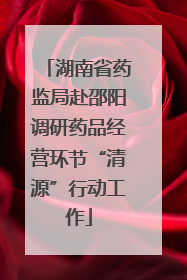 湖南省药监局赴邵阳调研药品经营环节“清源”行动工作
