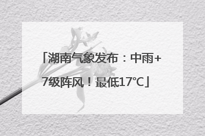 湖南气象发布：中雨+7级阵风！最低17℃