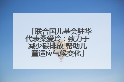 联合国儿基会驻华代表桑爱玲：致力于减少碳排放 帮助儿童适应气候变化