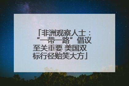 非洲观察人士：“一带一路”倡议至关重要 美国双标行径贻笑大方