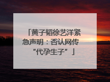 黄子韬徐艺洋紧急声明：否认网传 “代孕生子”